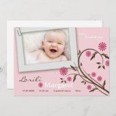 12x18 Baby Girl Pink Floral Foto Geburtsankündigun Ankündigung (Vorne/Hinten)