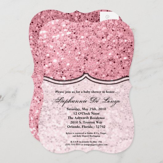 12x18 Baby Shower Einladung Rose Gold Glitzer (Vorne/Hinten)