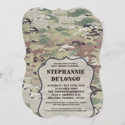 12x18 Baby Shower Invasionstruppe OCP Camouflage U Einladung (Vorne/Hinten)