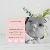 12x18 BabyGirl Pink 3 Birds Foto Geburtsankündigun Ankündigung (Stehend Vorderseite)