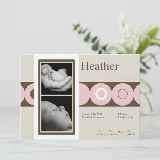 12x18 BabyGirl Retro Circle Foto Geburtsankündigun Ankündigung (Stehend Vorderseite)