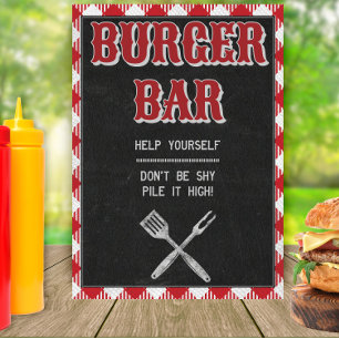 12x18 Backyard GRILLEN Birthday Burger Bar Table S Poster