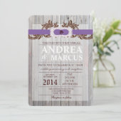 12x18 Barn Wood Diamond Ribbon Hochzeit Einladung (Stehend Vorderseite)