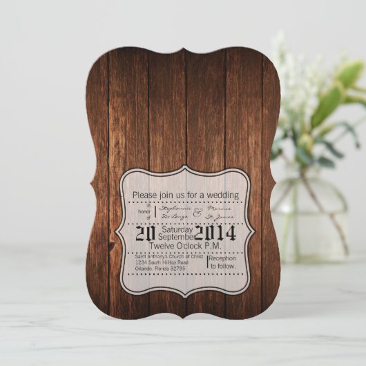 12x18 Barn Wood Land Rustikale Hochzeit Einladung (Stehend Vorderseite)