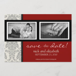 12x18 Barock Schwarz/Rot Save the Date zwei Fotos