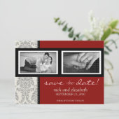 12x18 Barock Schwarz/Rot Save the Date zwei Fotos (Stehend Vorderseite)