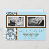 12x18 Barocke Aquamarine Schokolade 2-Foto Save th Save The Date (Vorne/Hinten)