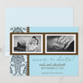 12x18 Barocke Aquamarine Schokolade 2-Foto Save th The Date (Vorne/Hinten)
