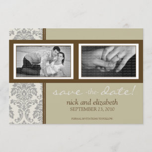 12x18 Barocke Sepia/Braun Save the Date zwei Fotos
