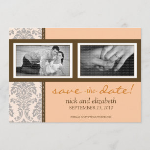 12x18 Barockpfirsich/braun Save the Date zwei Foto