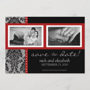 12x18 Barockrot/Schwarz Save the Date mit zwei Fot