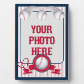 12x18 Baseball-Kartenrahmen 1-rot-weiß Streifen Pl Fotoplatte (Vorderseite)