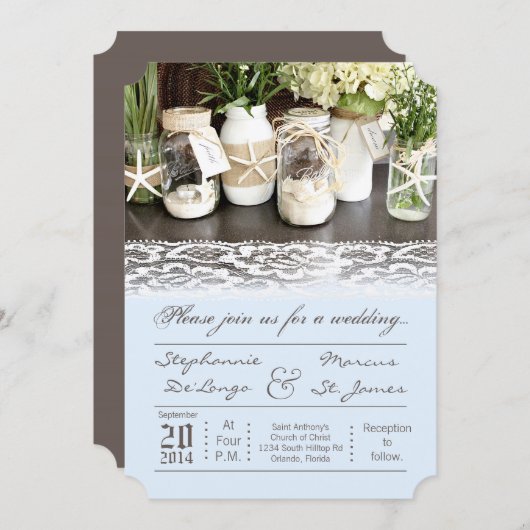 12x18 Beach Sea Ocean Mason Jars Hochzeit Einladun Einladung (Vorne/Hinten)