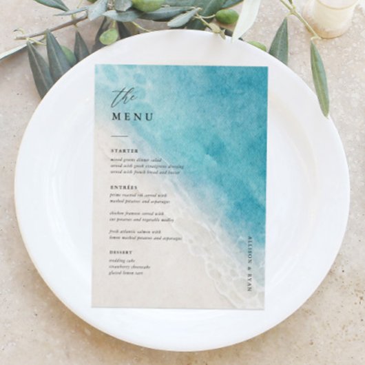 12x18" Beach Wedding Table Menu Cards Flat Menu Menükarte