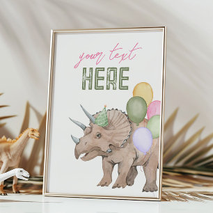 12x18 Bearbeitbare Dinosaurier Party-Signaturkarte Einladung