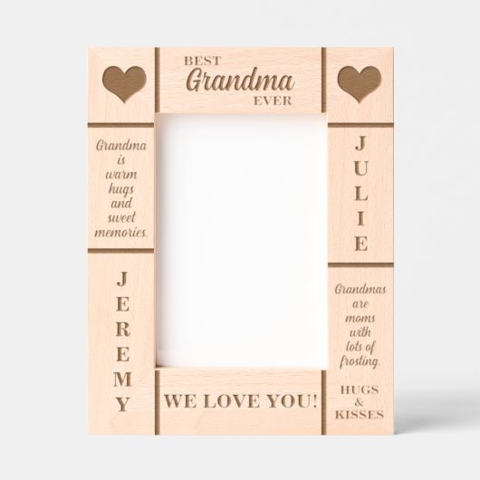 12x18 BEST Oma je Großkinder Namen Etched Frame Geätzte Rahmen (Vorderseite)