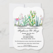 12x18 Birthday Einladung Boho Llama Bohemisch Cact (Vorderseite)