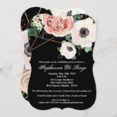 12x18 Birthday Einladung Geometrischer Garten Schw (Vorne/Hinten)