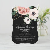 12x18 Birthday Einladung Geometrischer Garten Schw (Stehend Vorderseite)