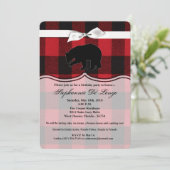 12x18 Birthday Einladung Red Buffalo Kariert Bear (Stehend Vorderseite)