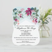 12x18 Birthday Einladung Tropische Blume auf Blue (Stehend Vorderseite)