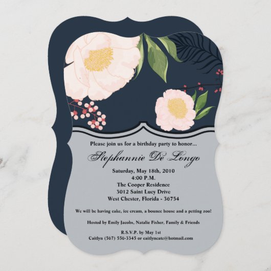 12x18 Birthday Einladung White Floral Blume on Da (Vorne/Hinten)