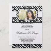 12x18 Blac Zebra Print Patter Quinceanera Einladun Einladung (Vorderseite)