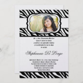 12x18 Blac Zebra Print Patter Quinceanera Einladun Einladung (Vorne/Hinten)