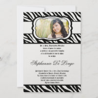 12x18 Blac Zebra Print Patter Quinceanera Einladun