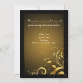 12x18 Black and Gold Swirl, Custom Birthday Party Einladung (Rückseite)