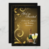 12x18 Black and Gold Swirl, Custom Birthday Party Einladung (Vorne/Hinten)