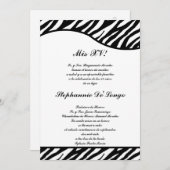 12x18 Black and White Zebra Quinceanera Party Einl Einladung (Vorne/Hinten)