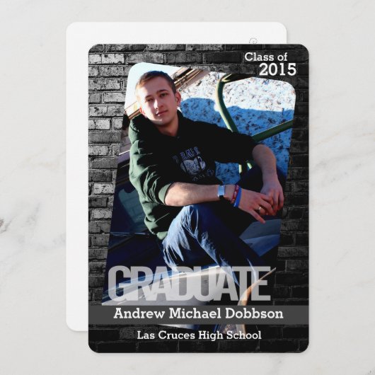 12x18 Black Brick Gebäude Wall Senior Ankündigung (Vorne/Hinten)