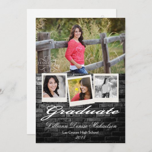 12x18 Black Brick Gebäude Wall Senior Ankündigung (Vorne/Hinten)