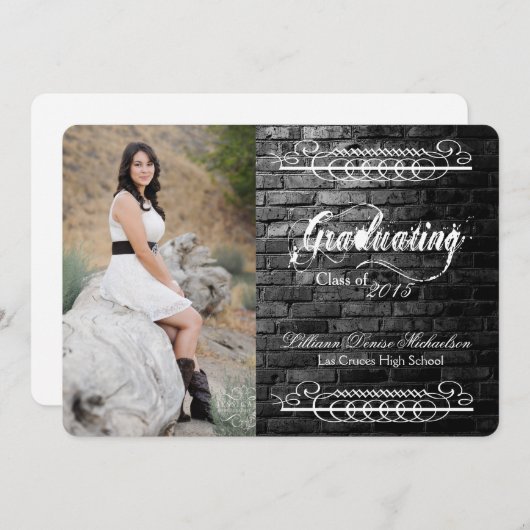 12x18 Black Brick Gebäude Wall Senior Ankündigung (Vorne/Hinten)