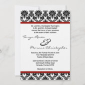 12x18 Black Damask Red Crim Linen Einladung zur Ho (Vorderseite)