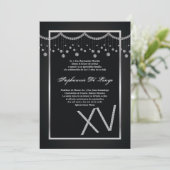12x18 Black Diamond Quinceanera Birthday Einladung (Stehend Vorderseite)