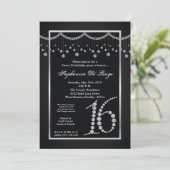 12x18 Black Diamond Sweet 16 Geburtstag Einladung (Stehend Vorderseite)