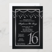 12x18 Black Diamond Sweet 16 Geburtstag Einladung (Vorne/Hinten)