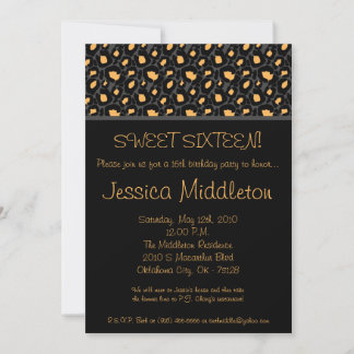12x18 Black Gray Cheetah 16. Geburtstag Einladung