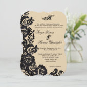 12x18 Black Lace Damask Antique Wedding Einladung (Stehend Vorderseite)