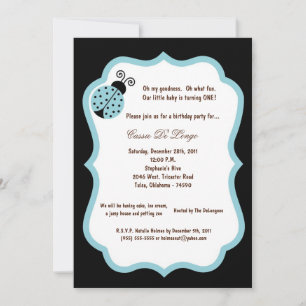 12x18 Black Lady Bug Birthday Party Einladung