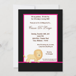 12x18 Black Lion Birthday Party Einladung