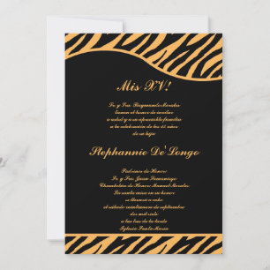 12x18 Black Orange Tiger Quinceanera Party Einladu Einladung