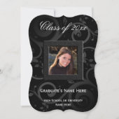 12x18 Black Swirl Foto Abschluss Einladung (Vorderseite)