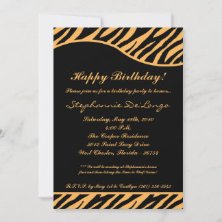 12x18 Black Tiger Print Geburtstagsparty Einladung