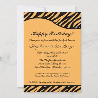 12x18 Black Tiger Print Geburtstagsparty Einladung