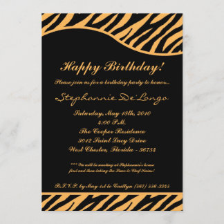 12x18 Black Tiger Print Geburtstagsparty Einladung