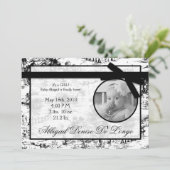 12x18 Black Toile Fabric Foto Geburtsankündigung Ankündigung (Stehend Vorderseite)