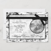 12x18 Black Toile Fabric Foto Geburtsankündigung Ankündigung (Vorderseite)